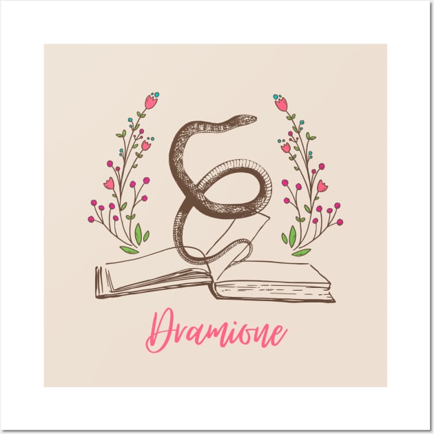 Dramione, snake, flowers and books Wall Art by fangirl-moment